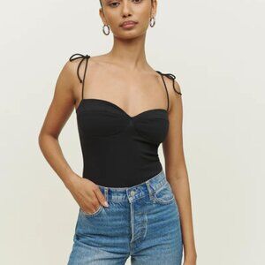 Reformation Black Camisole with Tie Up Straps